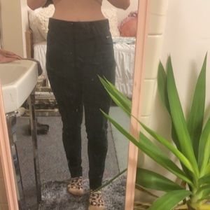 Dark green velvet jeans